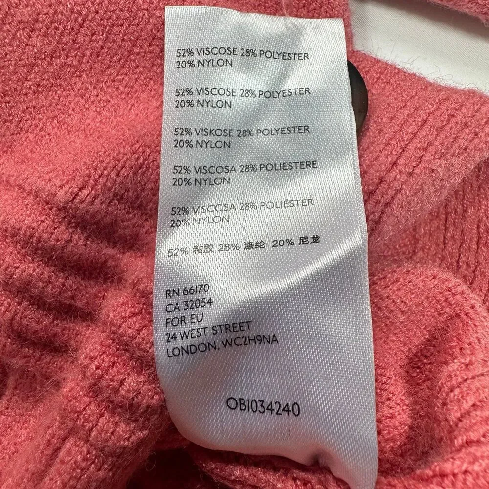 Anthropologie Margarita Tunic Sweater Button Shoulder Coral Pink Pullover Small